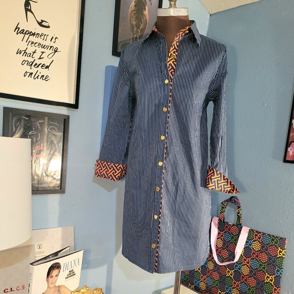 Tracey Negoshian Striped  Shirt Dress